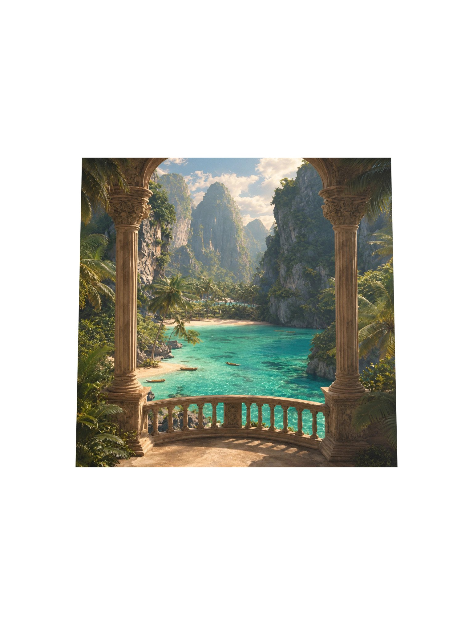 Hidden Turquoise Lagoon Tropical Paradise Wall Art | Luxury Fantasy Travel Poster product image (5)