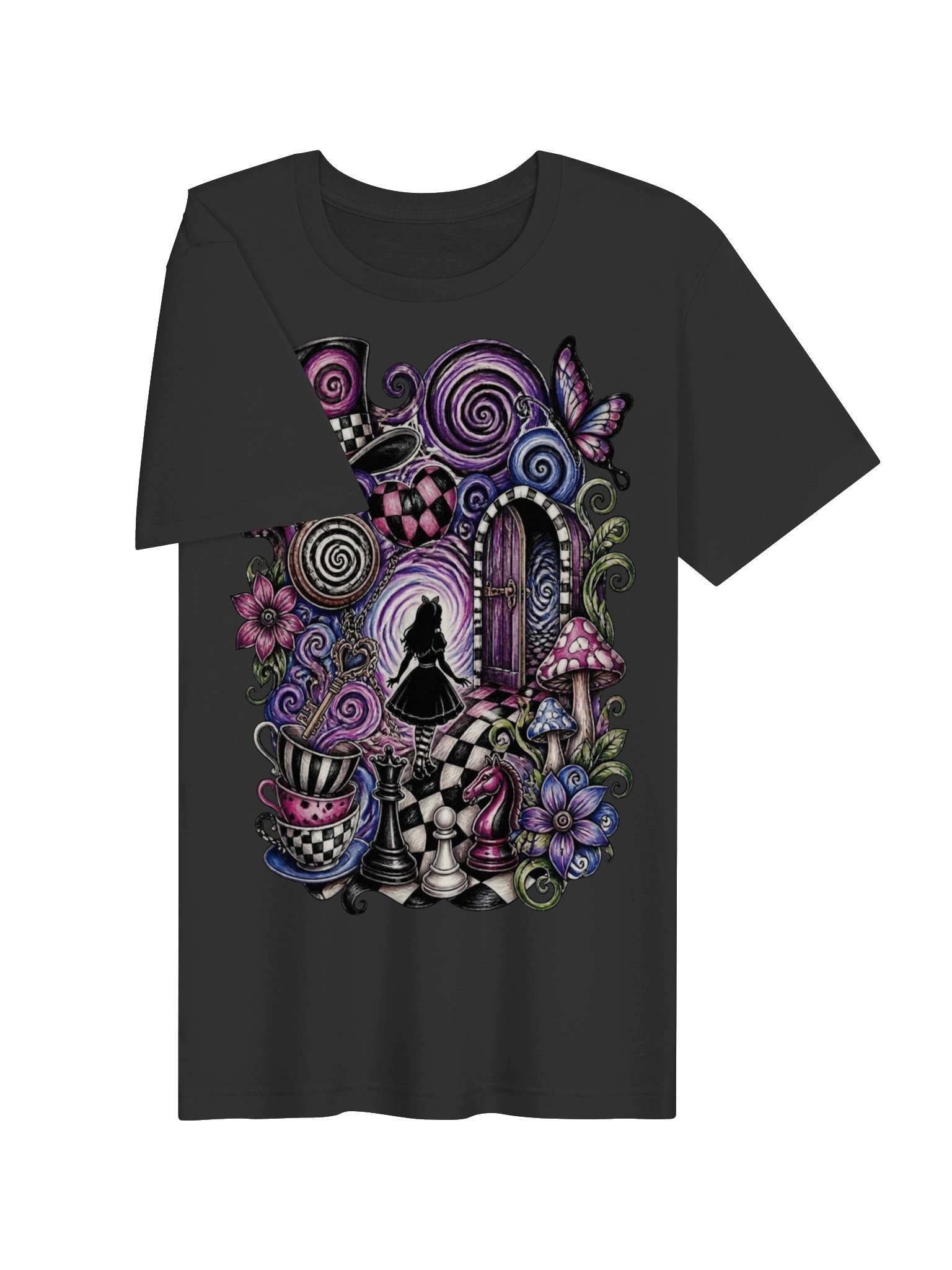 Wonderland Vortex Collage Shirt, Psychedelic Alice Whimsigoth Tee product image (4)