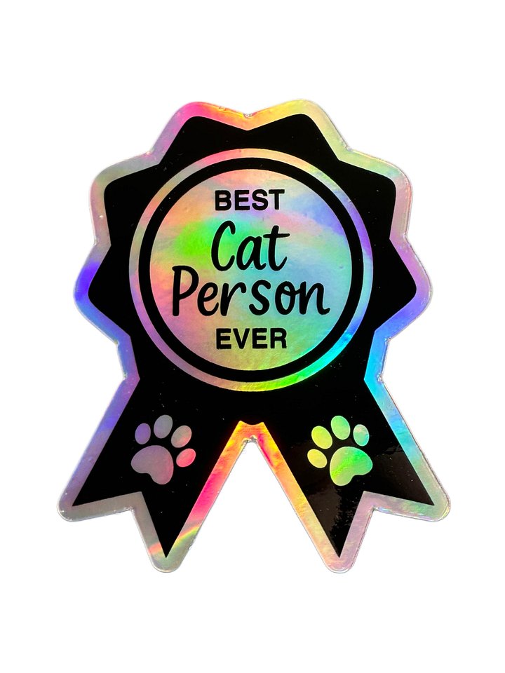 Best Cat Person holographic award sticker product image (1)