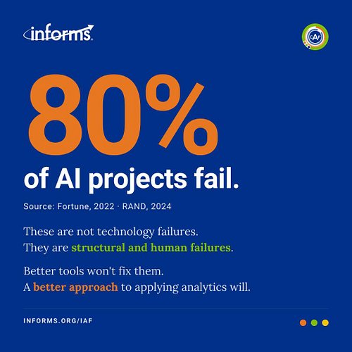 INFORMS lists 7 reasons analytics and AI initiatives fail to deliver value:

1. Fragmented data.
2. Low analytics fluency.
3....