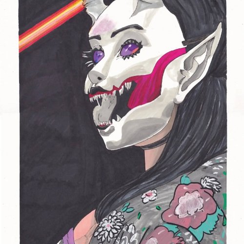 Time for some wrestling demons with @succubus.wrestling 

2 hours in markers and fineliner

#wrestling #art #portrait