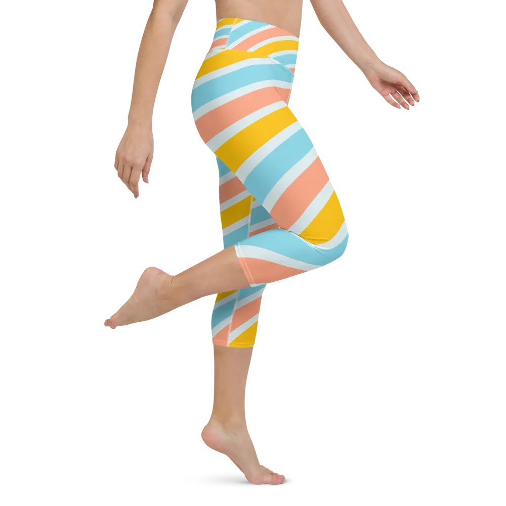 Cheerful Sorbet Stripes All-Over Print Capri Leggings product image (4)
