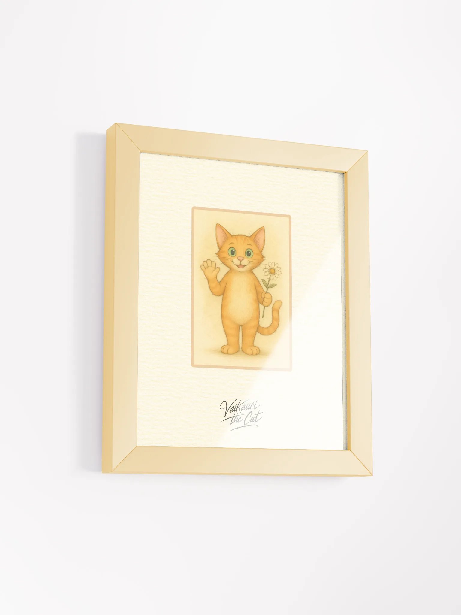 Vaikauri the Cat Vibrant Matte Artprint in Ayous Wood Frame product image (3)