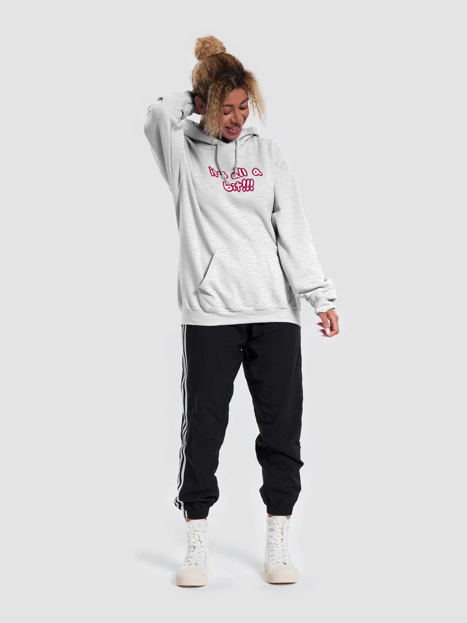 “It’s all a bit!!!” (lined design, #A6073C) classic hoodie product image (5)