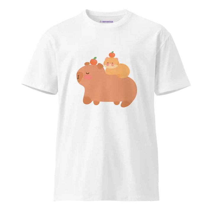 Capybara and Orange Cat Premium Unisex T-Shirt product image (1)