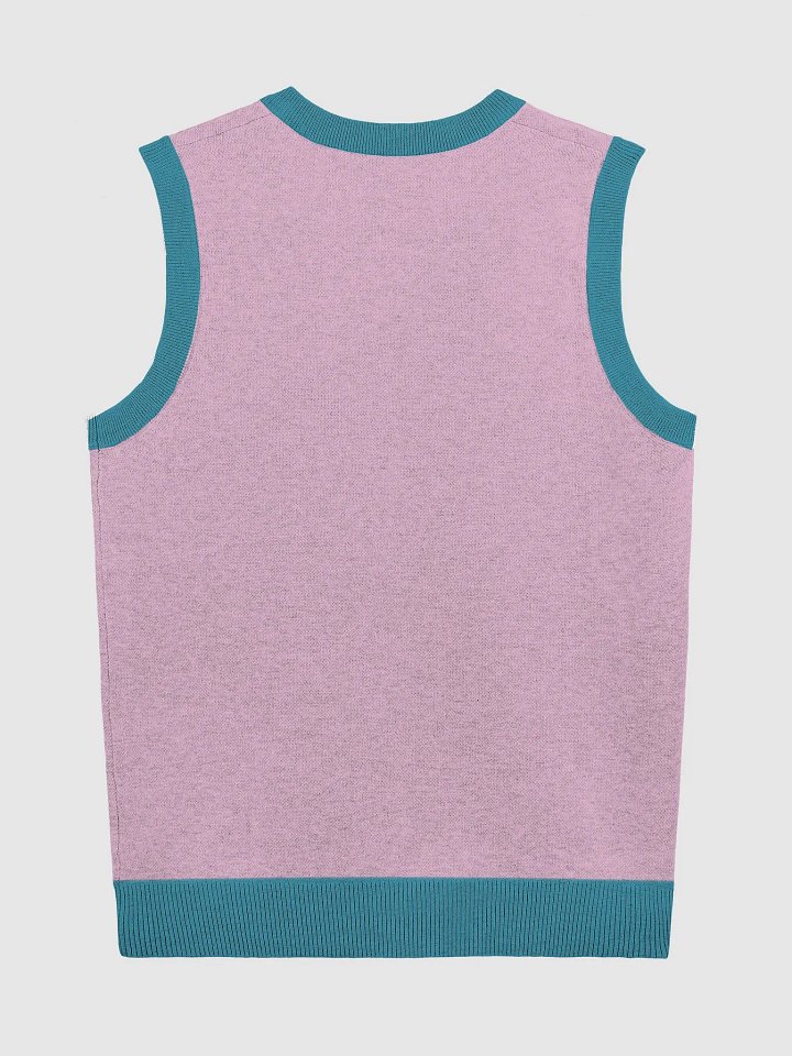 PLEASE DON'T MAKE ME TALK (teal and lilac) knitwear vest product image (6)