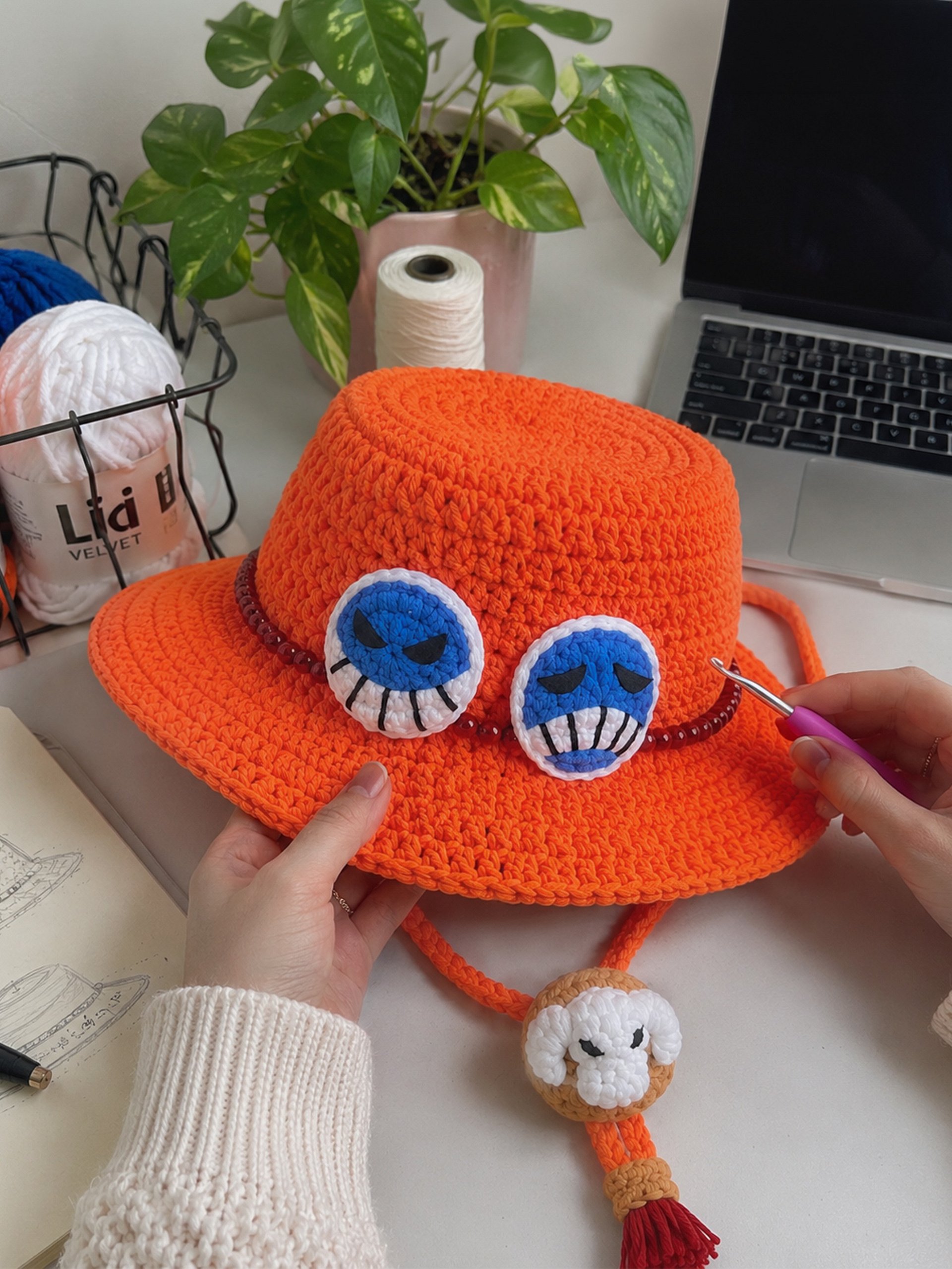 Crochet Pirate Inspired Brother Fire Hat Handmade Adventure product image (6)