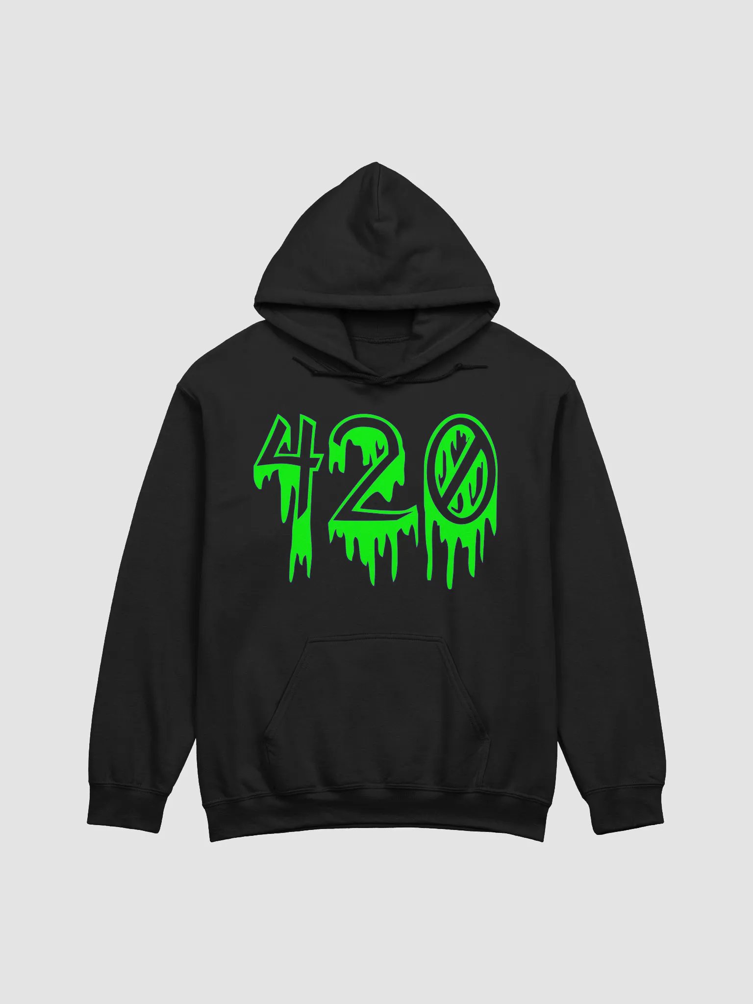 Dripping Green Happy 420 Horror Black Hoodie, Creepy Cannabis Stoner Clothing product image (2)
