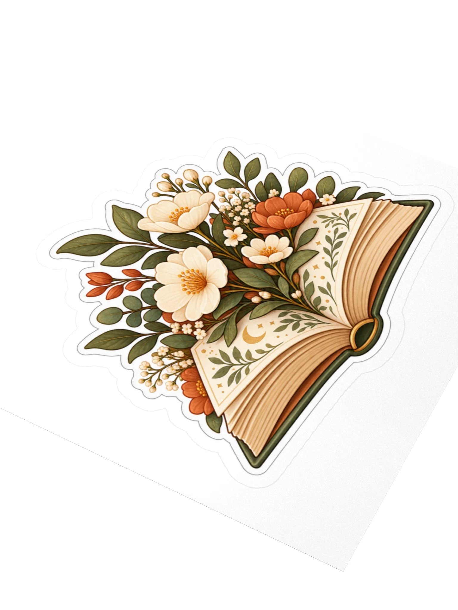 Floral Open Book Sticker | Botanical Bookish Vinyl Decal for Readers product image (3)