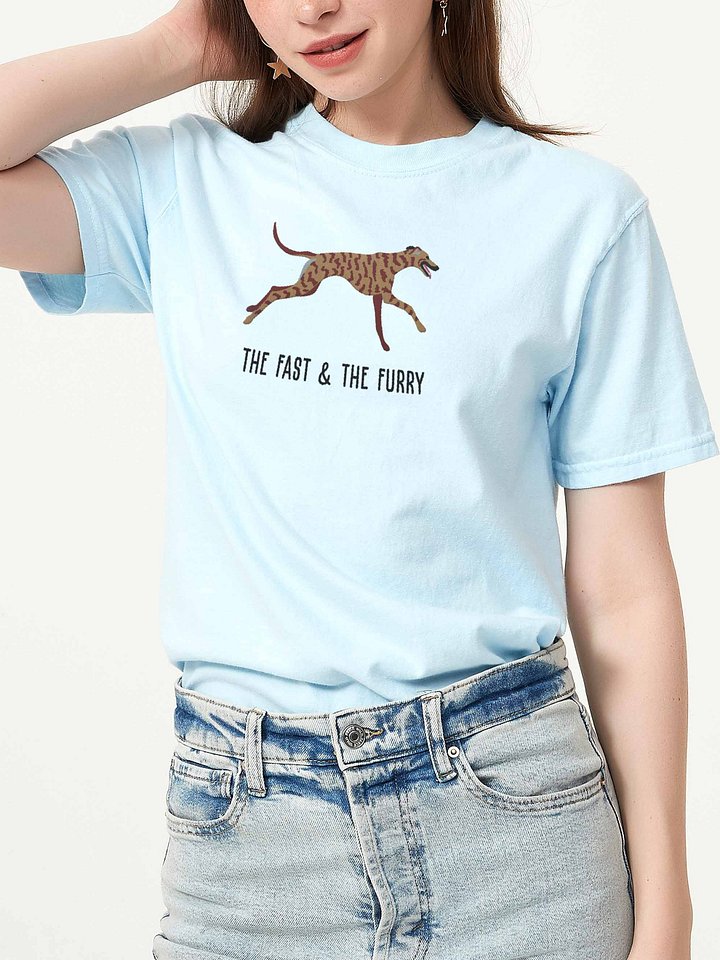 The Fast & The Furry T-Shirt(Embroidered) of a Greyhound(Brindle) product image (2)
