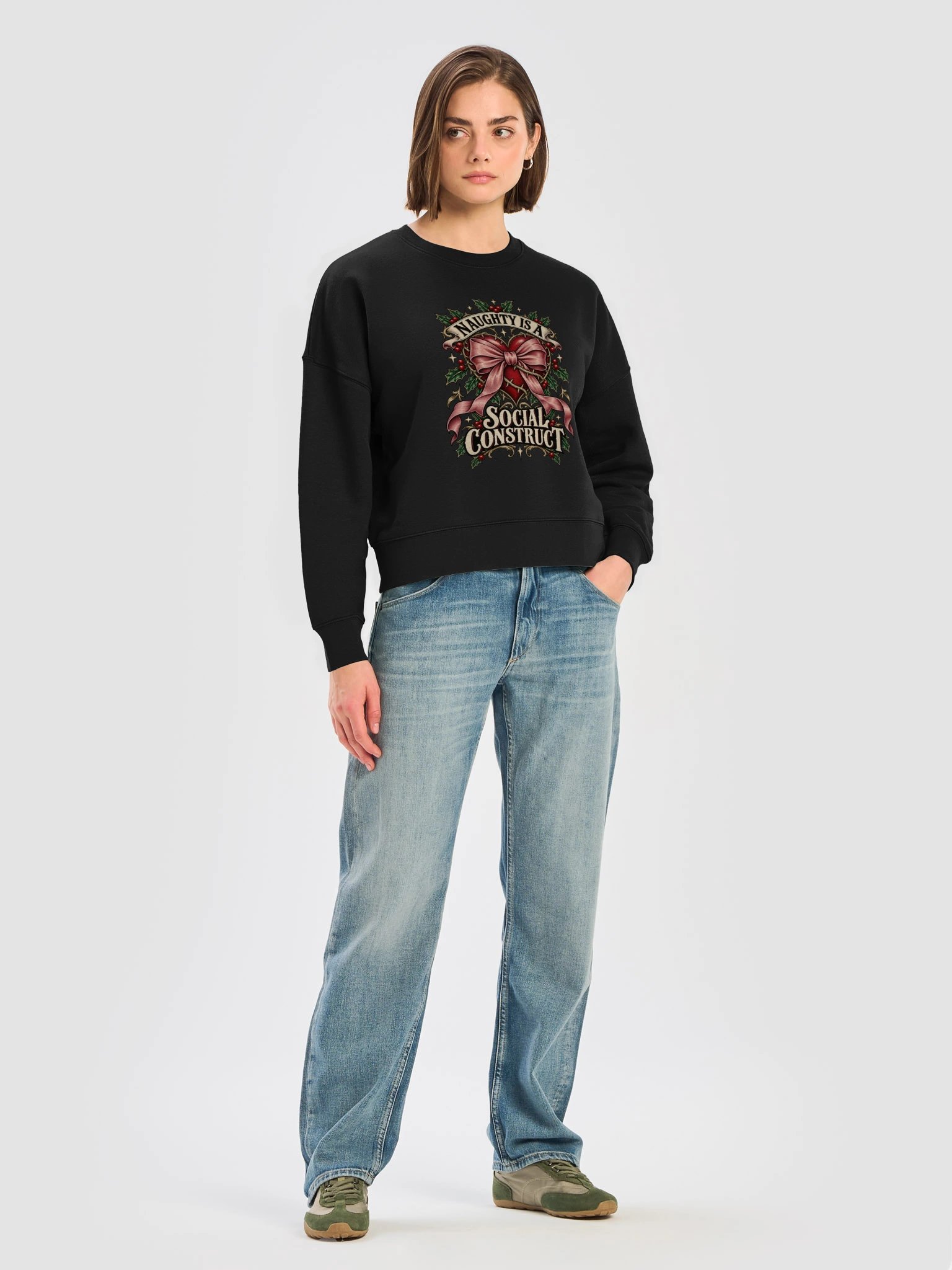Naughty Is a Social Construct – Organic Christmas Sweatshirt product image (5)