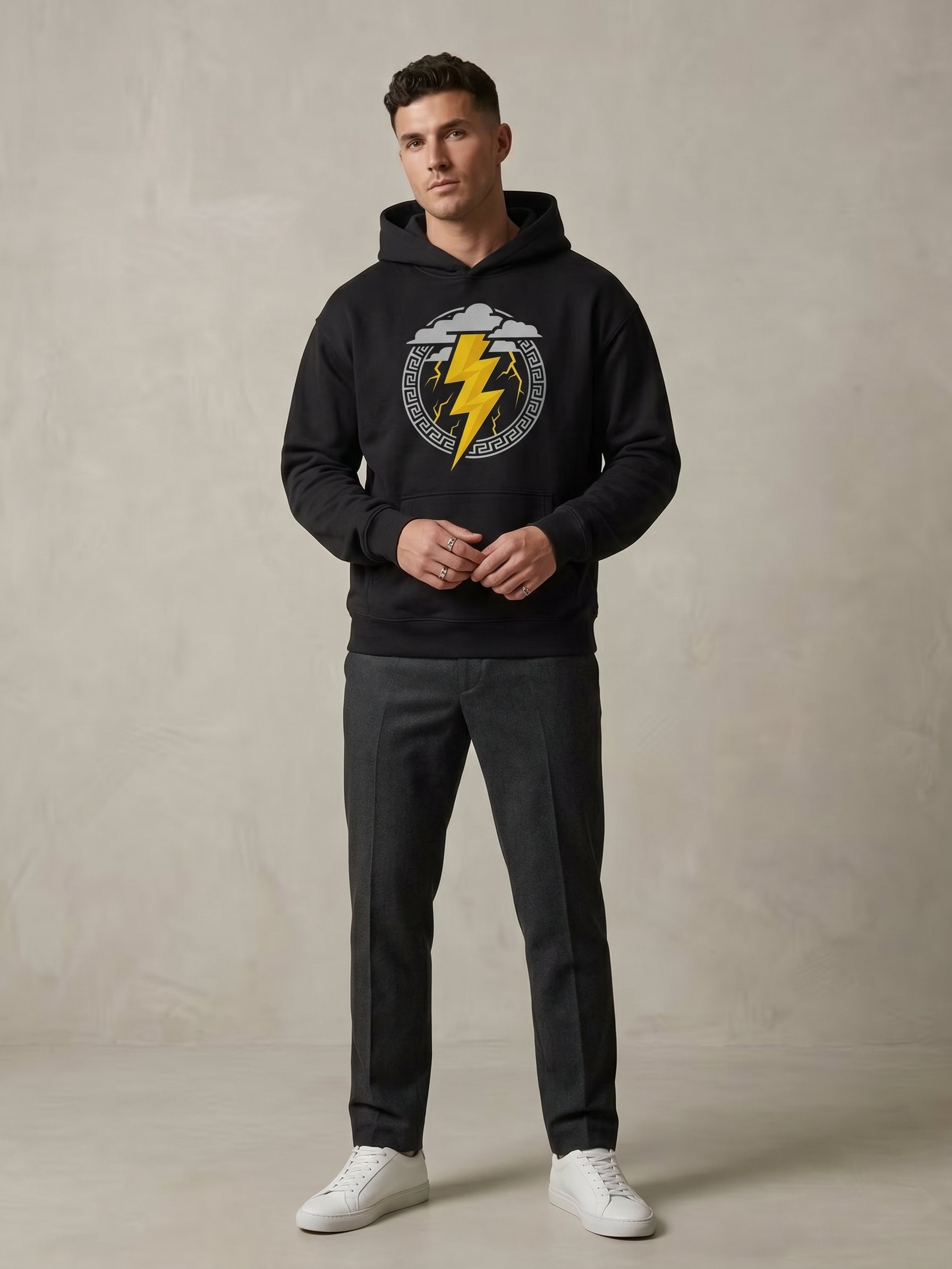 Zeus Lightning Oversized Hoodie – Greek Mythology Thunderbolt product image (2)