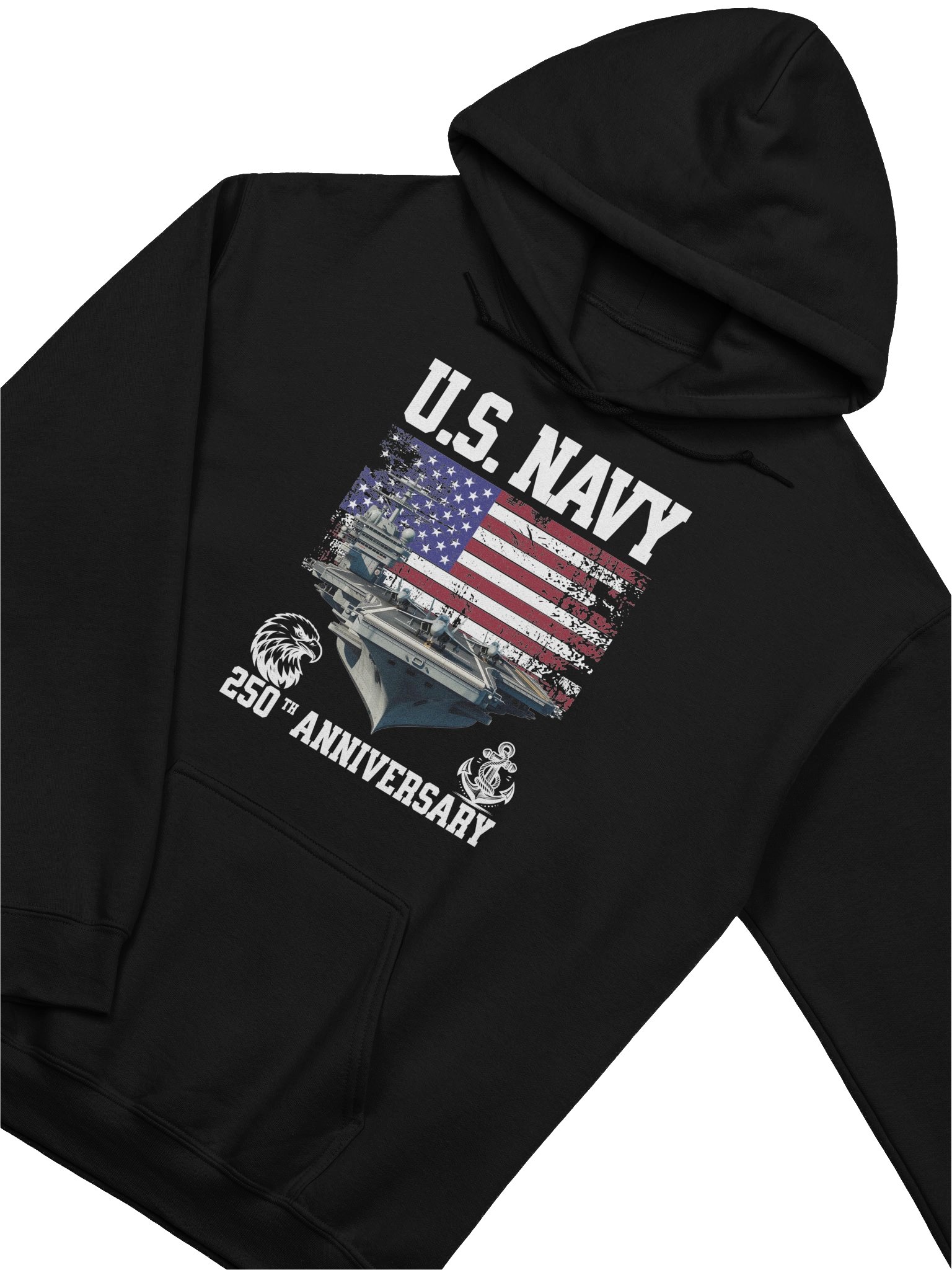 US Navy 250th Anniversary Hoodie, Patriotic Military Sweatshirt, Vintage American Flag Navy Shirt, USA Navy Gift Hoodie product image (11)