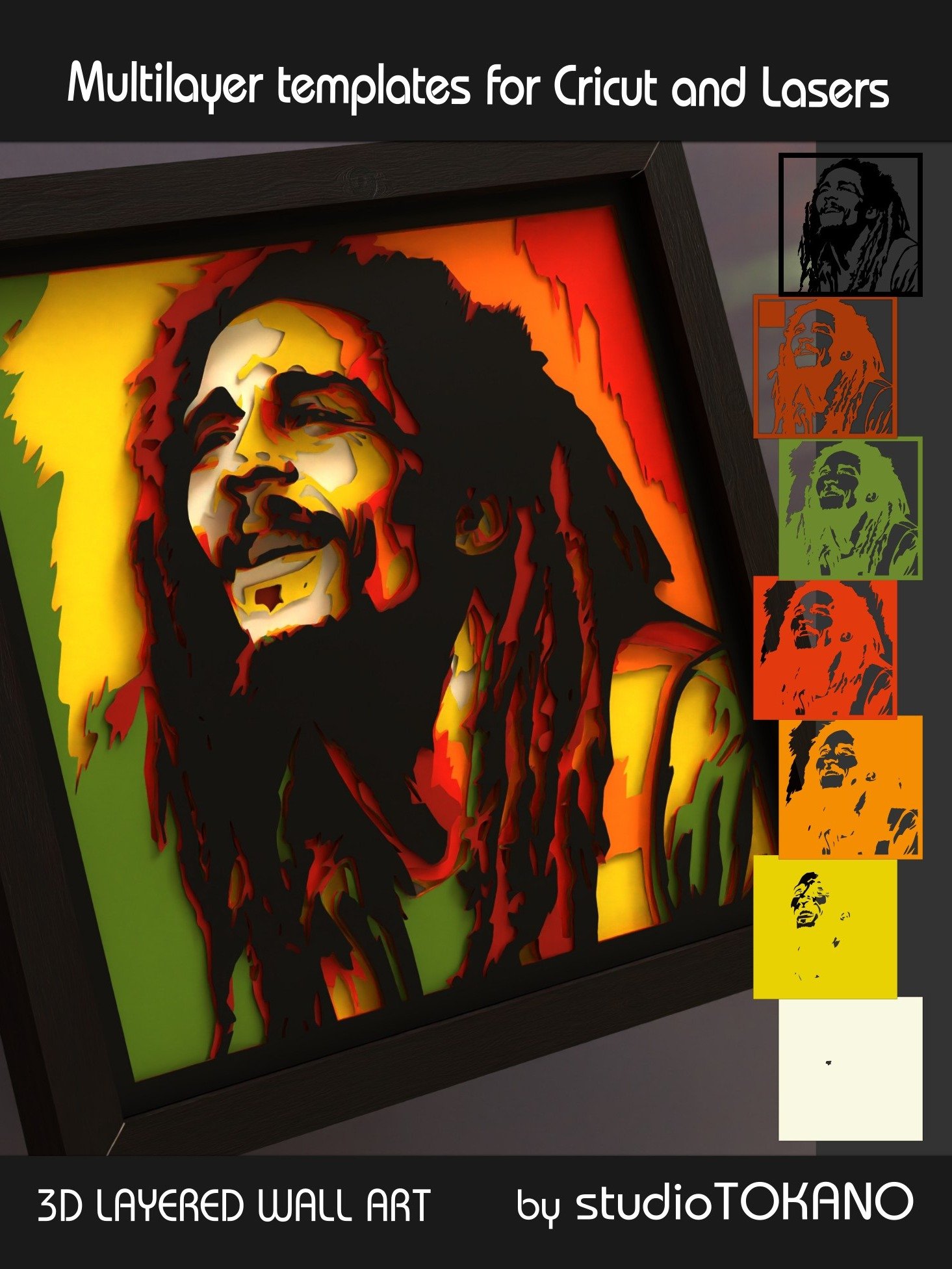 Bob Marley 3D layered Shadowbox product image (7)