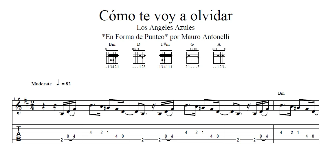 Cómo te voy a olvidar - Partitura + Tabs + Acordes + Pista product image (1)