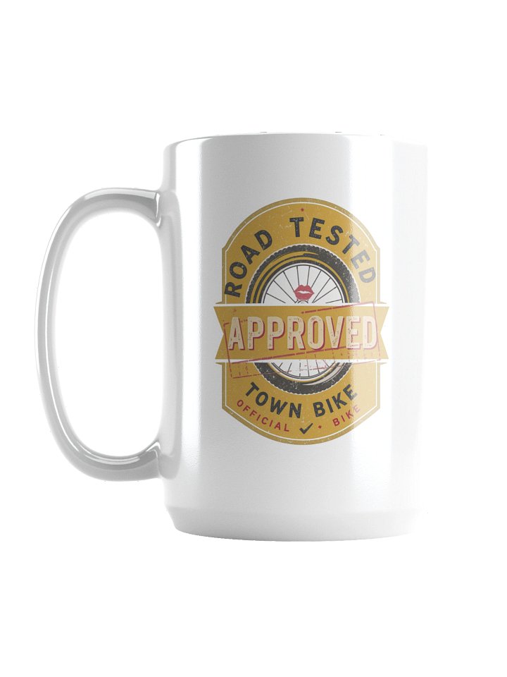 “Road Tested & Approved” Mug 🚲☕ | The Town Bike | Funny Coffee Cup | 15oz Glossy White product image (1)