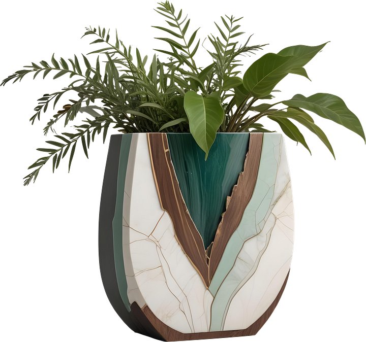 Luxe Botanique – Emerald Botanical Vase PNG product image (1)