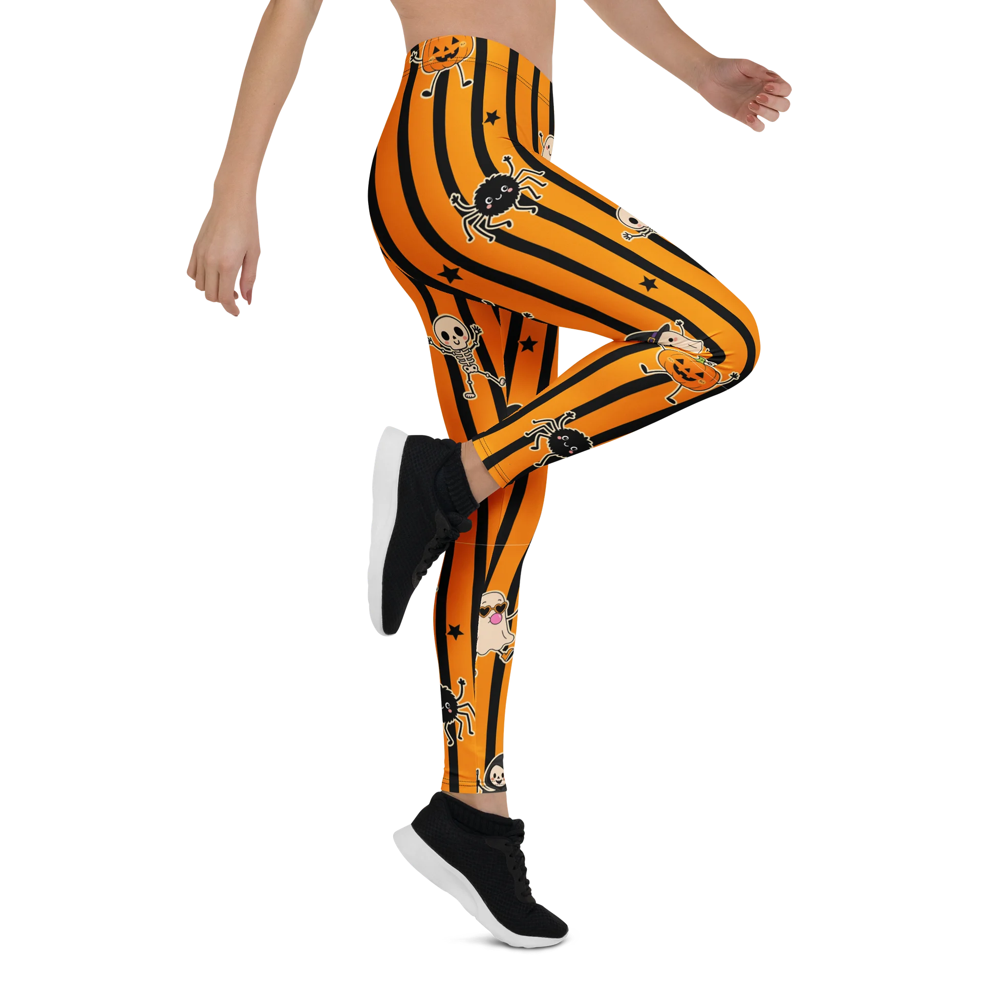 Black and Orange Striped Halloween Leggings product image (7)