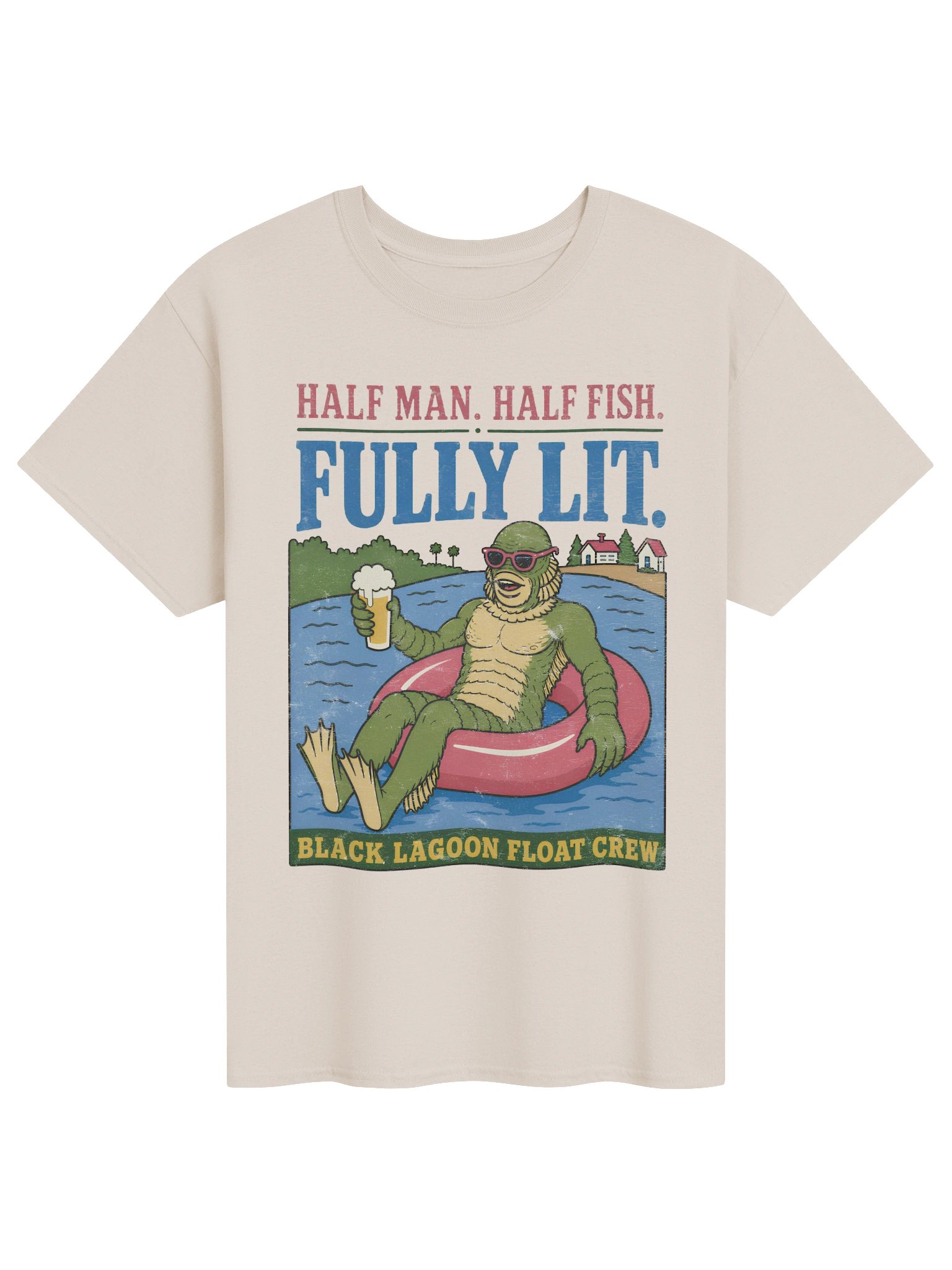 Funny Lake Drinking Shirt – Half Man Half Fish Fully Lit Tee product image (21)