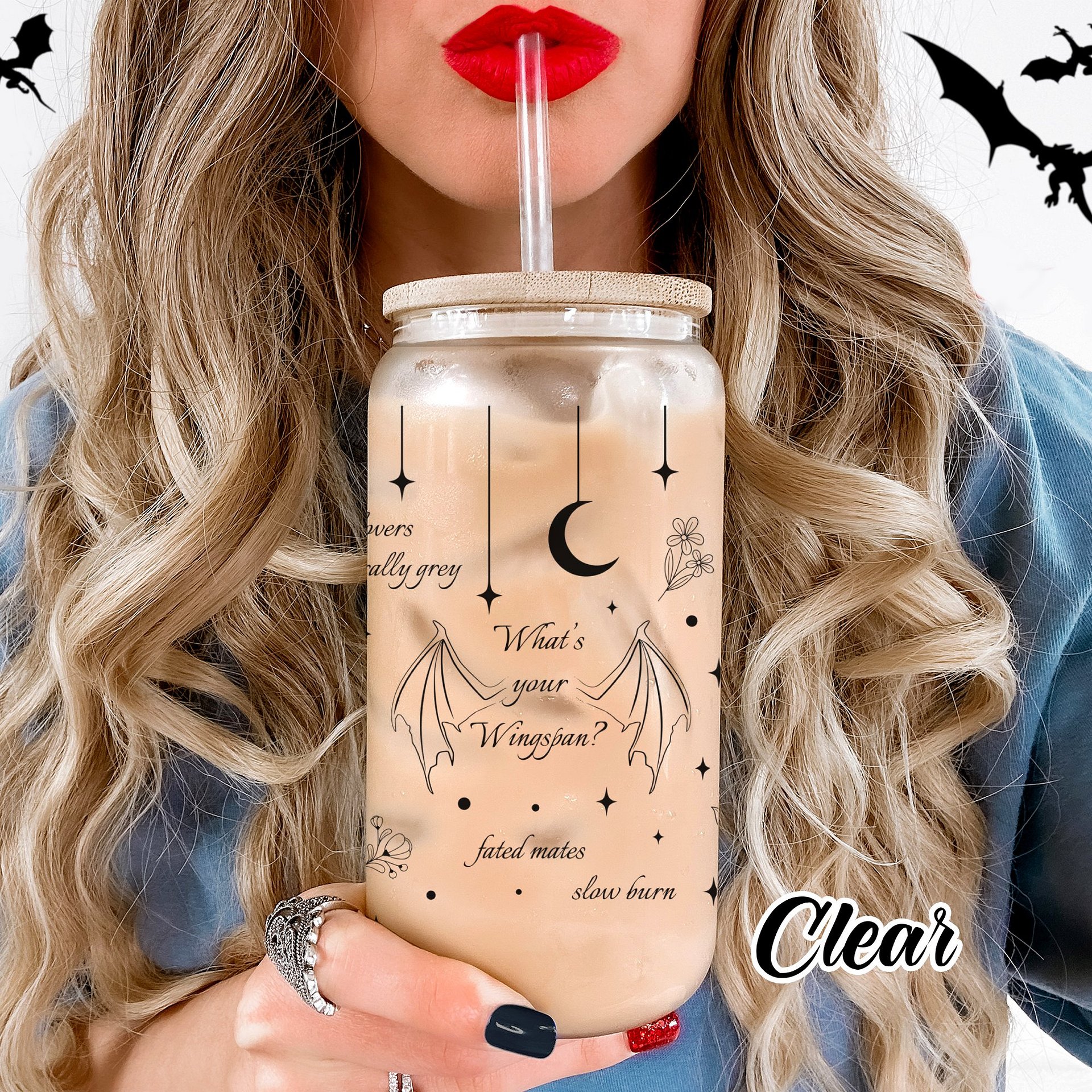 In Her Fantasy Era Romantasy Girlie Smut Book Reader 16oz Glass Libbey Wrap Sublimation PNG, Tarot Tattoo Book Tropes, Digital Download product image (3)