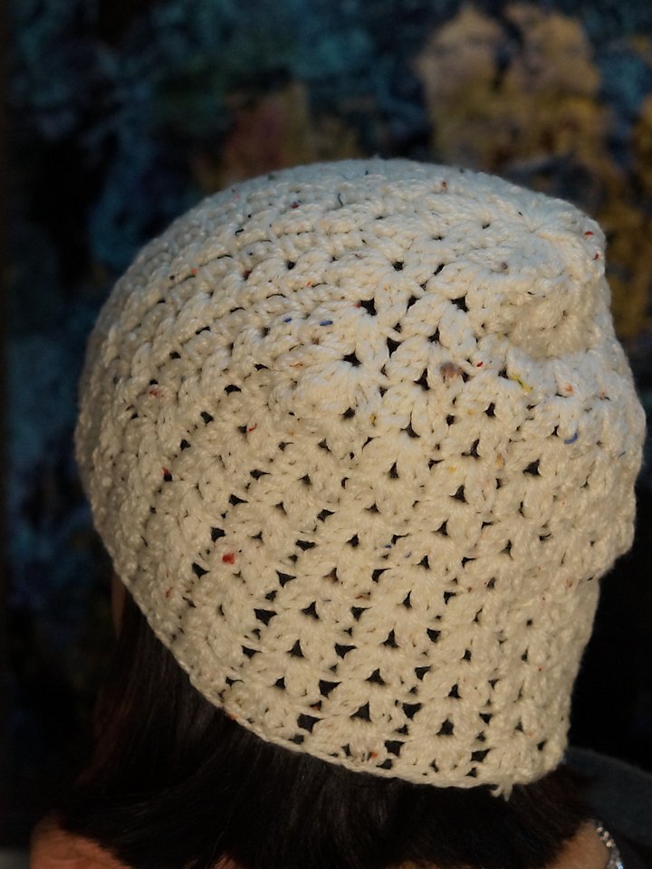Cluster V stitch beanie crochet pattern product image (1)