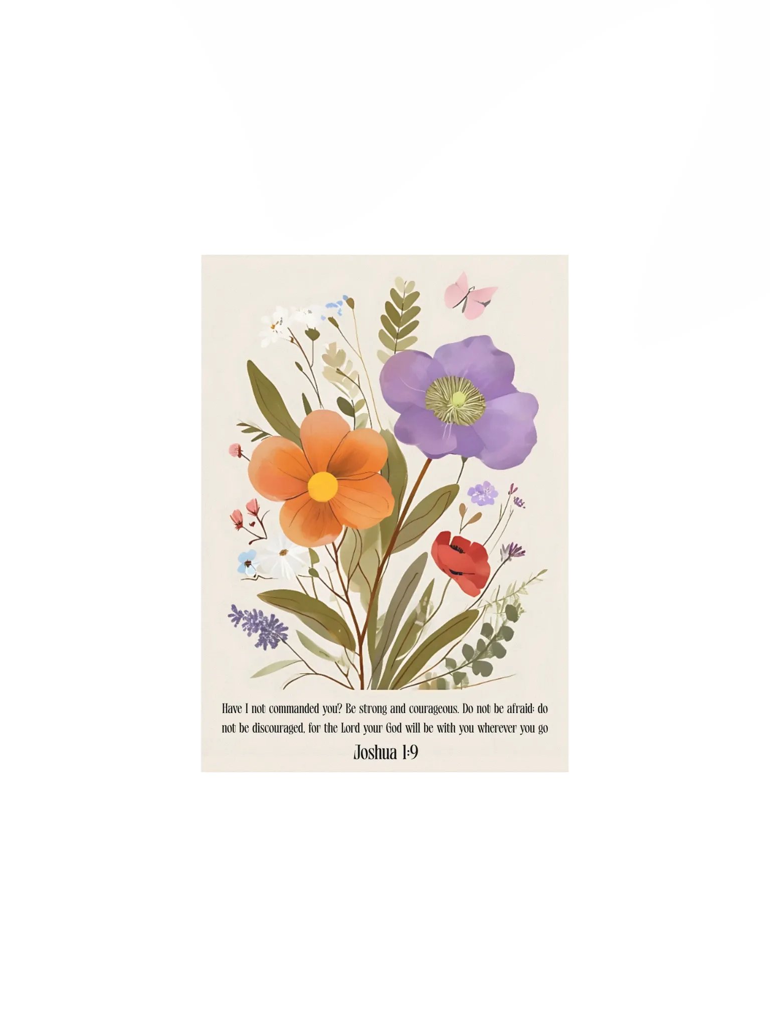 Be Strong & Courageous Floral Wall Art | Joshua 1:9 Scripture Decor | Christian Home Decor | Faith-Inspired Wall Art product image (2)