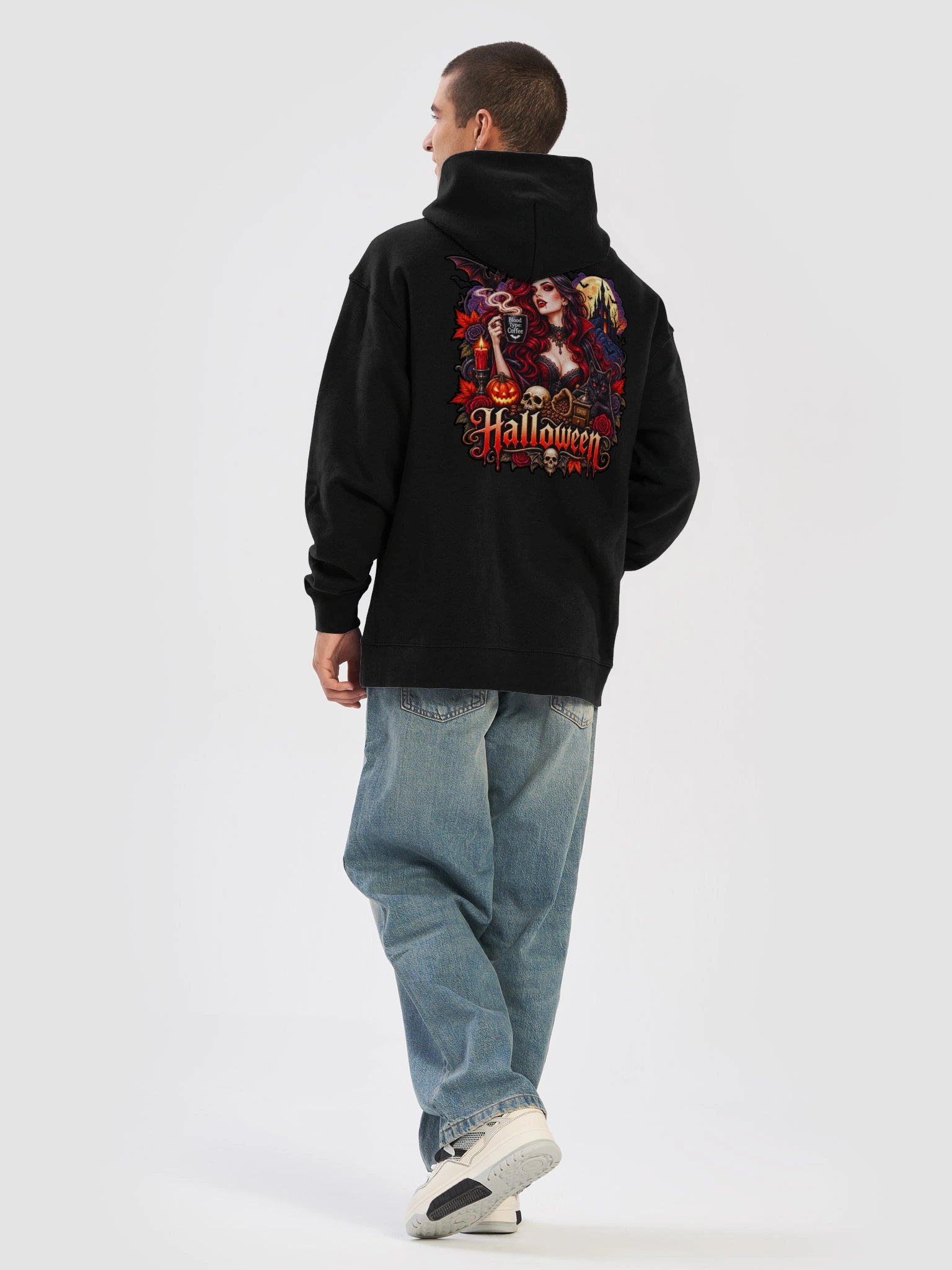 Blood Type: Coffee – Gothic Vampire Halloween Hoodie product image (32)