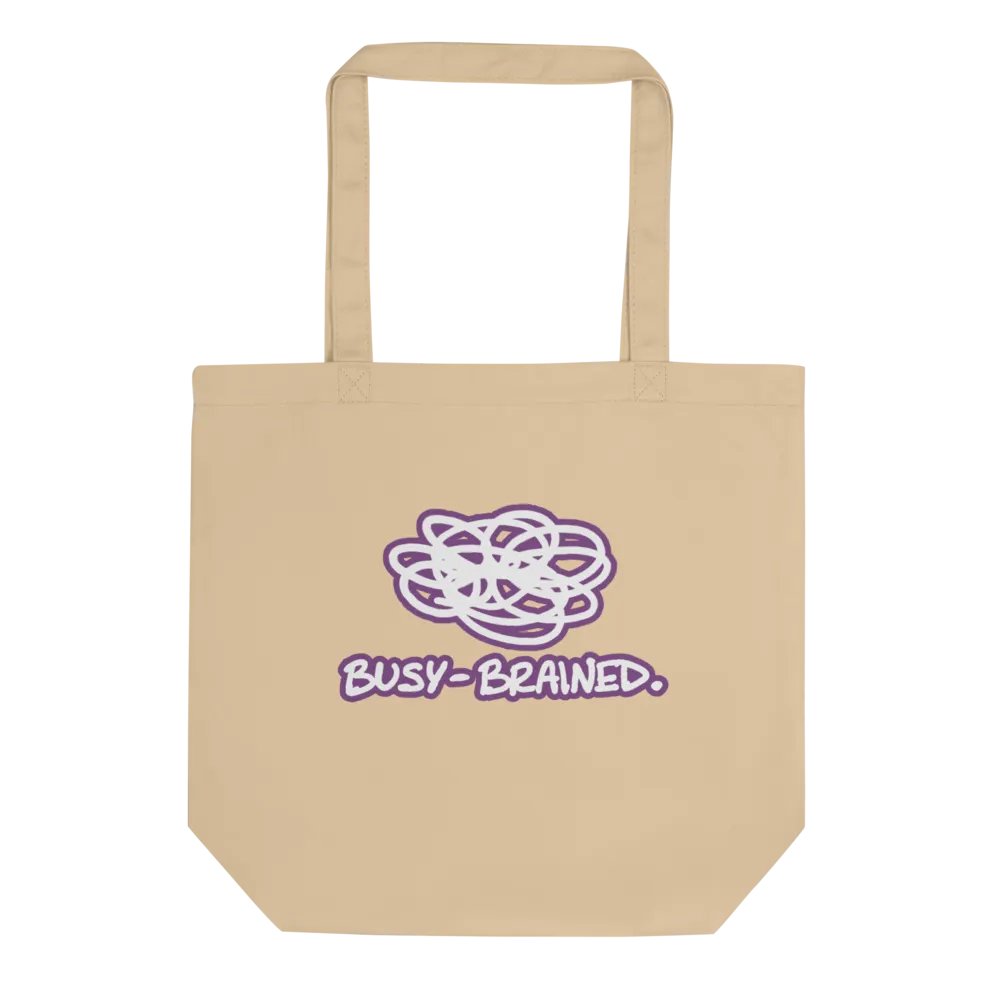 BUSY-BRAINED (lined design, #763D7D) tote bag product image (4)