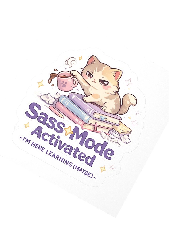 Sass Mode Activated Kiss-Cut Stickers 🐾✨☕📚 product image (6)