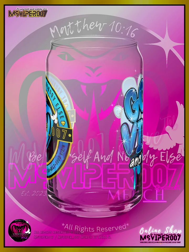 Glass Cup MSVIPER007'S "GOOD VIBIN' AND MUCH LOVE™ [H2O OASIS BLUE]" Can-shaped Glass by Anna H. product image (2)