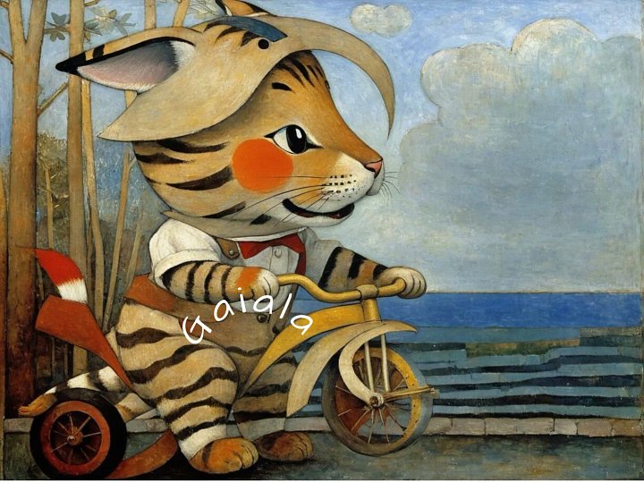 Kitty Cat on a Tricycle Adventure Kids Wall Art Nursery Print product image (2)