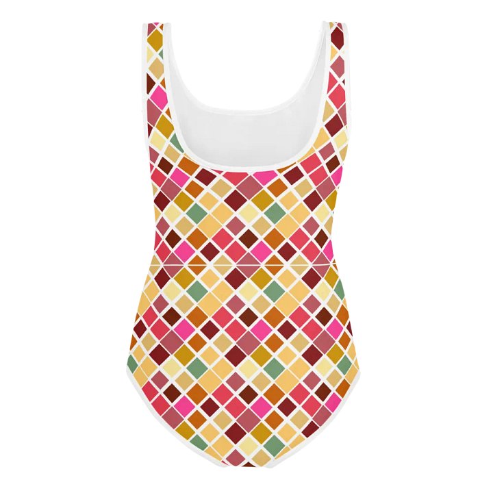 Colorful Square Patterns Youth Swimsuit - Ver 6 product image (2)