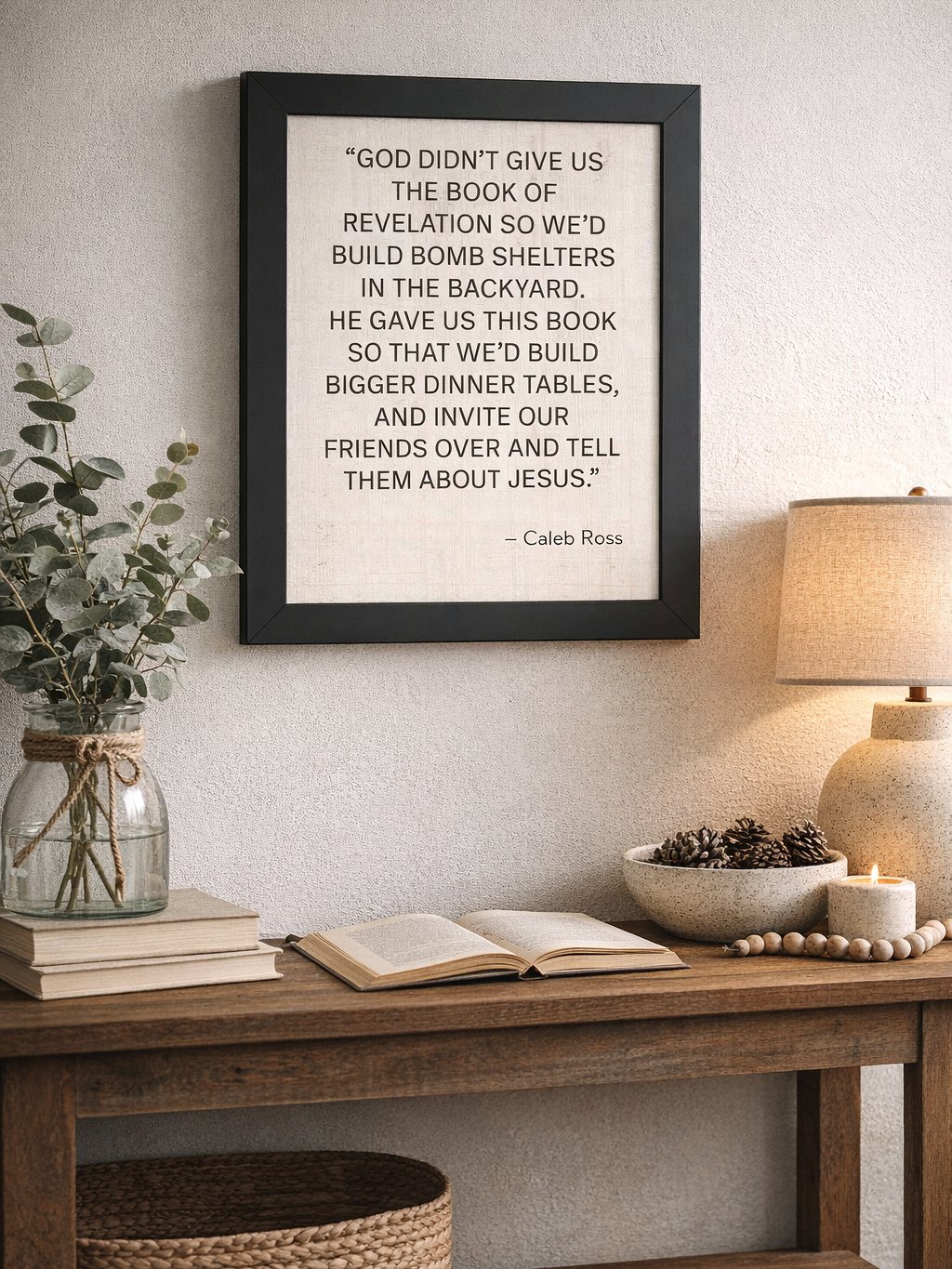 Book of Revelation Quote Wall Art Framed Poster | Bigger Dinner Tables Print | Bible Verse Inspired Home Decor product image (1)