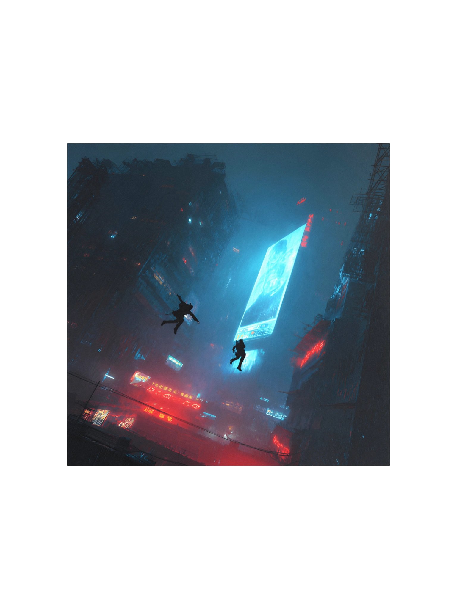 Cyberpunk City Poster 10x10 | Neon Rainy Night Wall Art | Futuristic Dystopian Sci-Fi Gamer Decor product image (3)