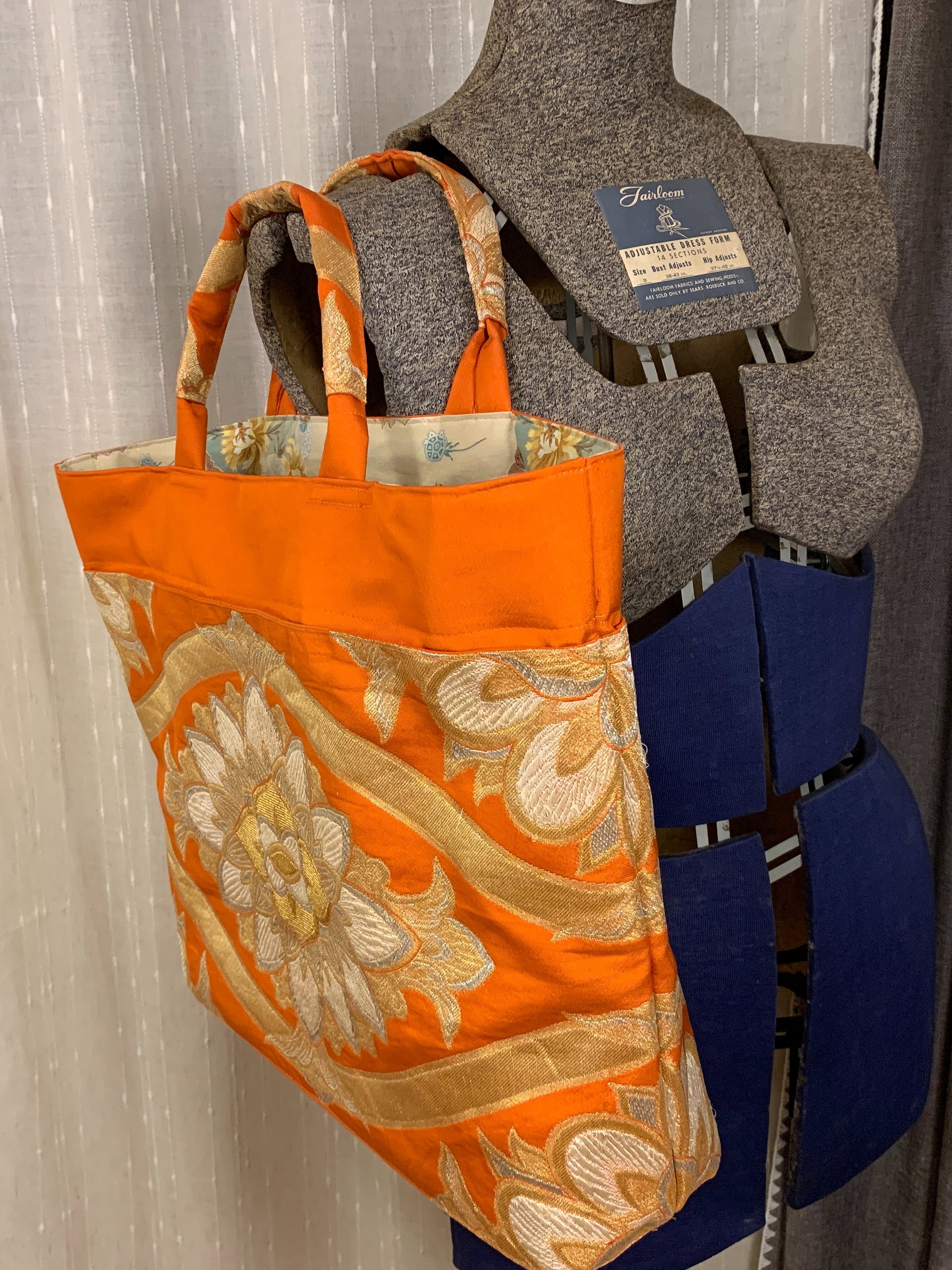 Upcycled Japanese Orange Silk Obi Tote Bag ~ Handmade with Vintage Japanese Kimono Textiles product image (10)