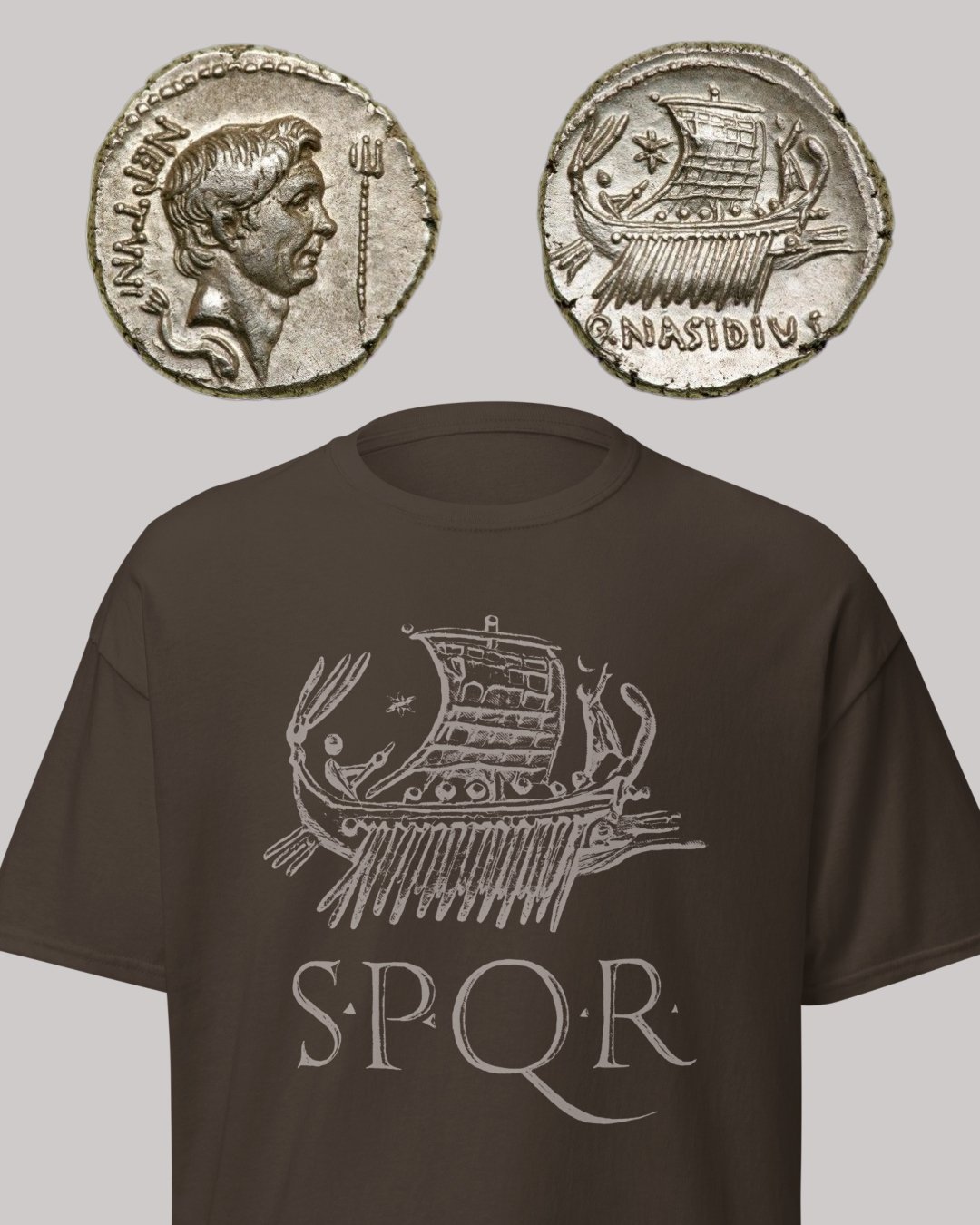 SPQR Galley Roman Art from 43 BC, Dark Chocolate T-Shirt product image (2)