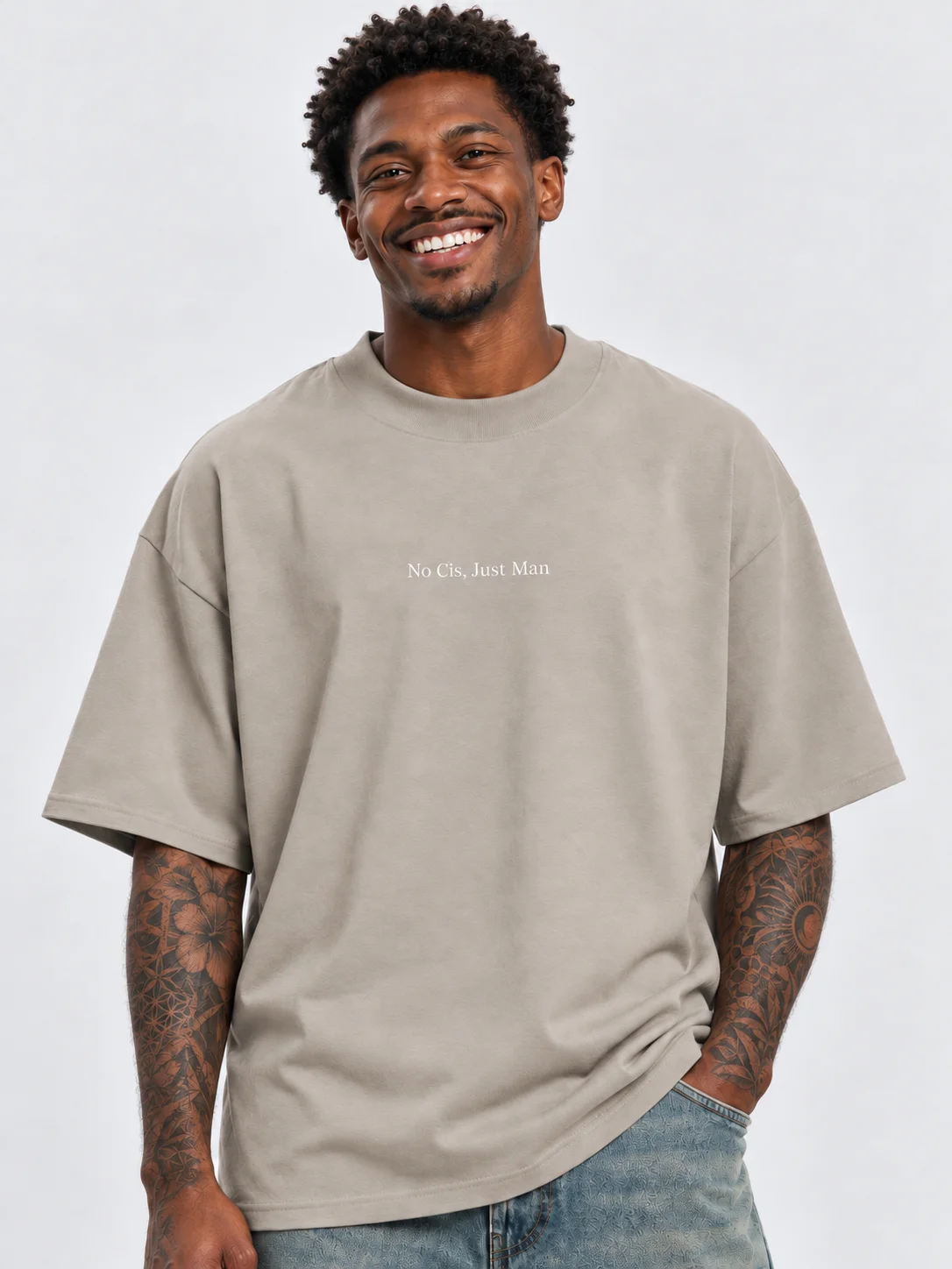 Organic 'No Cis, Just Man' Embroidered Tee product image (1)