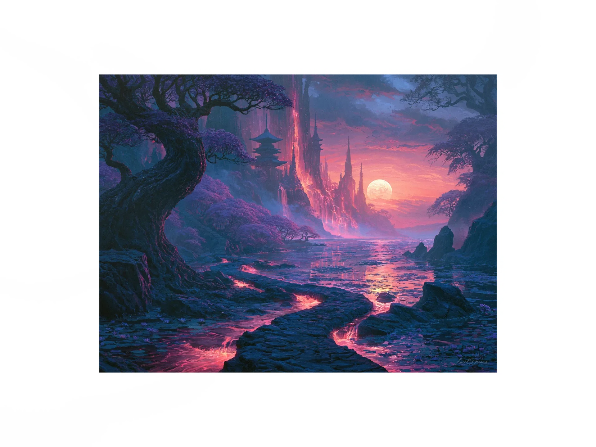 Violet Castle Art Print — Moonrise at the Violet Citadel product image (1)