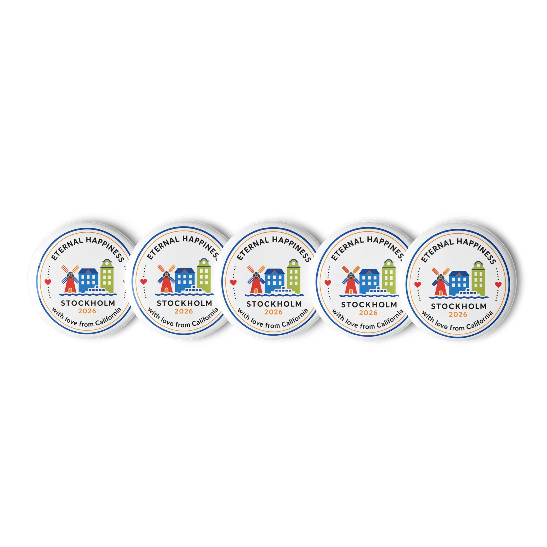 With Love from California – "Eternal Happiness" 2026 Convention of Jehovah's Witnesses Stockholm Sweden Pin product image (2)