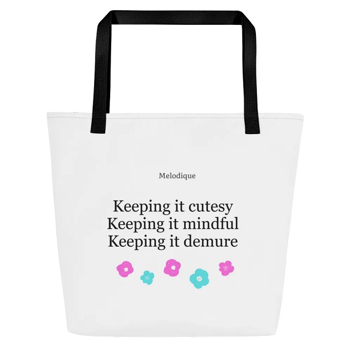 'Keep it cutesy, mindful, and demure" Tote bag with pocket product image (1)