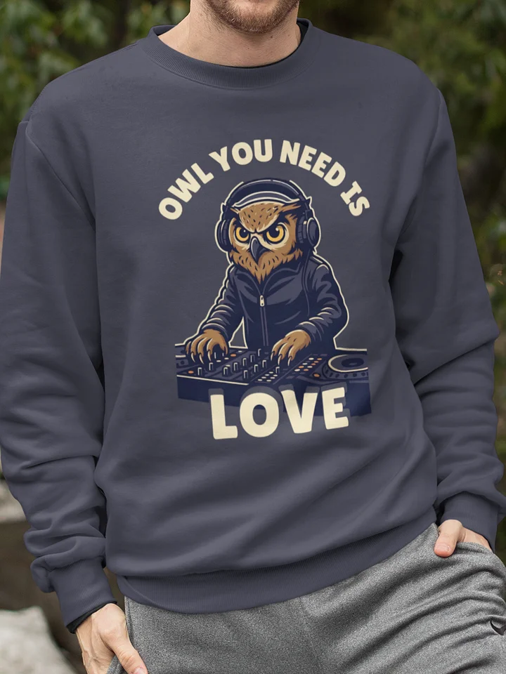 "Owl You Need Is Love" Sweatshirt | Funny DJ Music Pun & Animal Lover Gift product image (1)