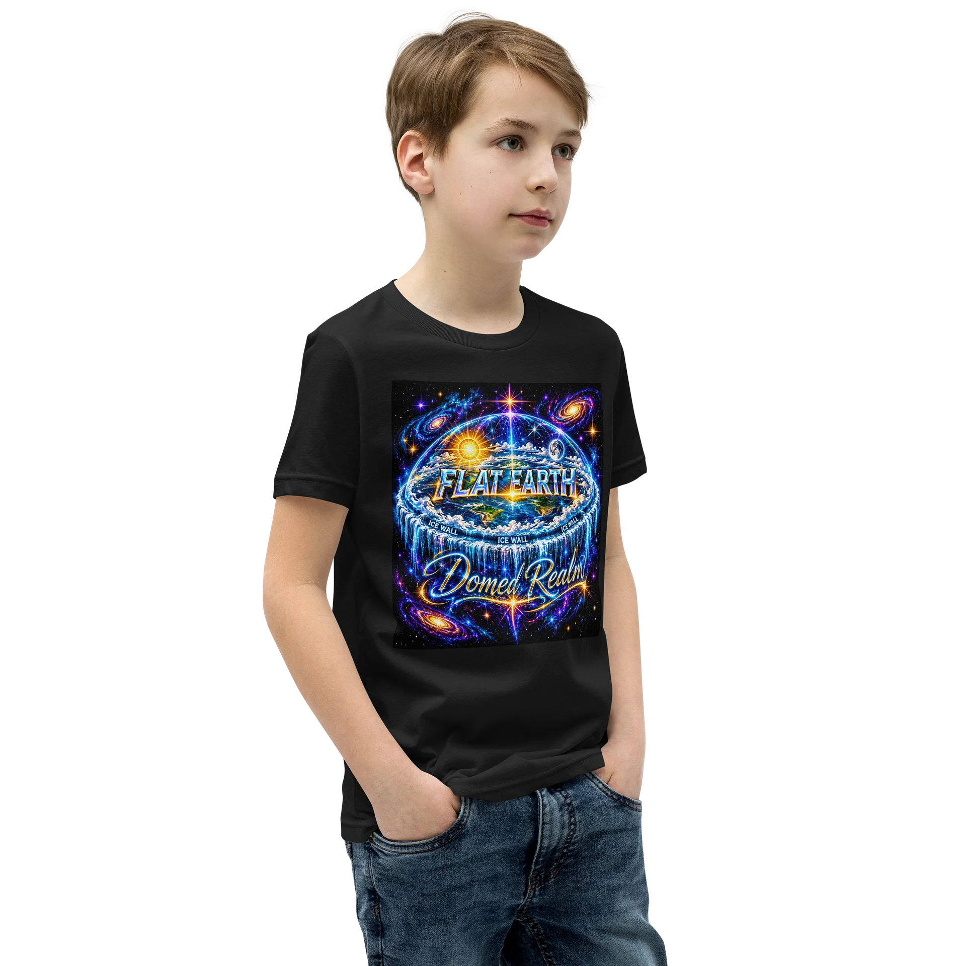 Cosmic Flat Earth Youth T-Shirt product image (2)
