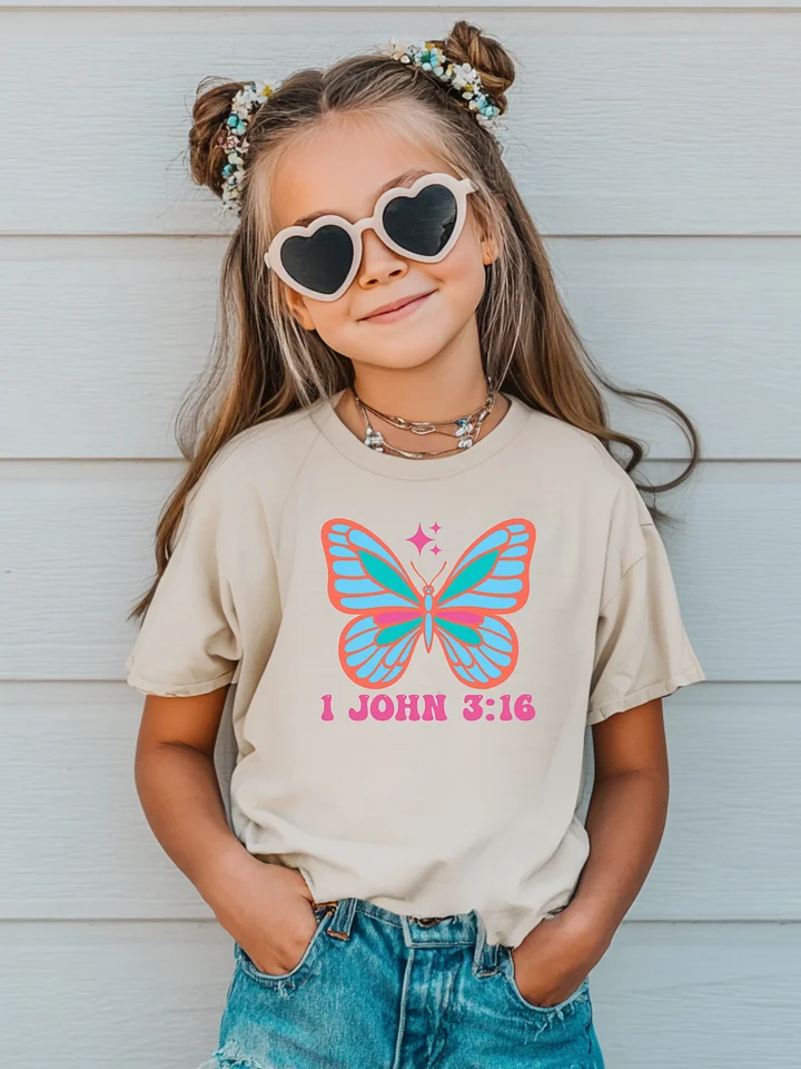 1 John 3:16 Butterfly Kids Tee product image (2)