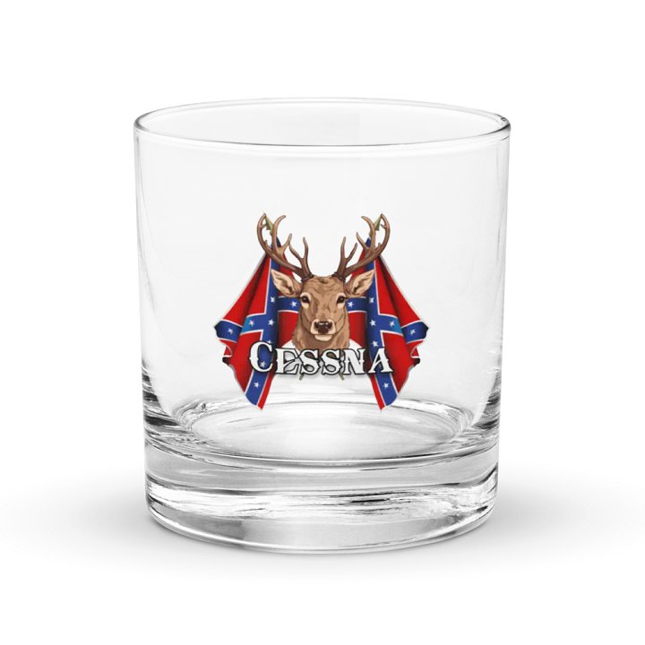 "Cessna" Last Name Rebel Redneck Deer - Rocks Glass product image (1)