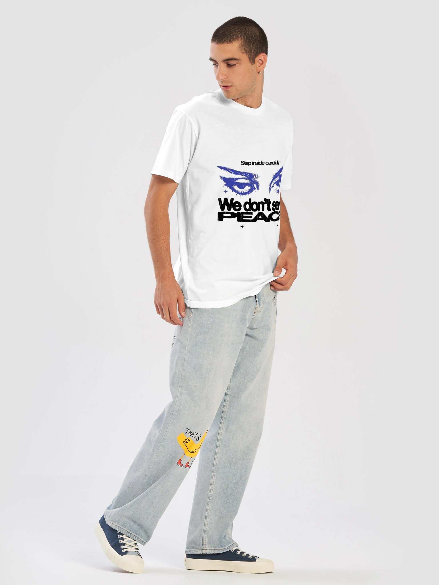 Step Inside Carefully PEACE Eyes Graphic Tee product image (9)