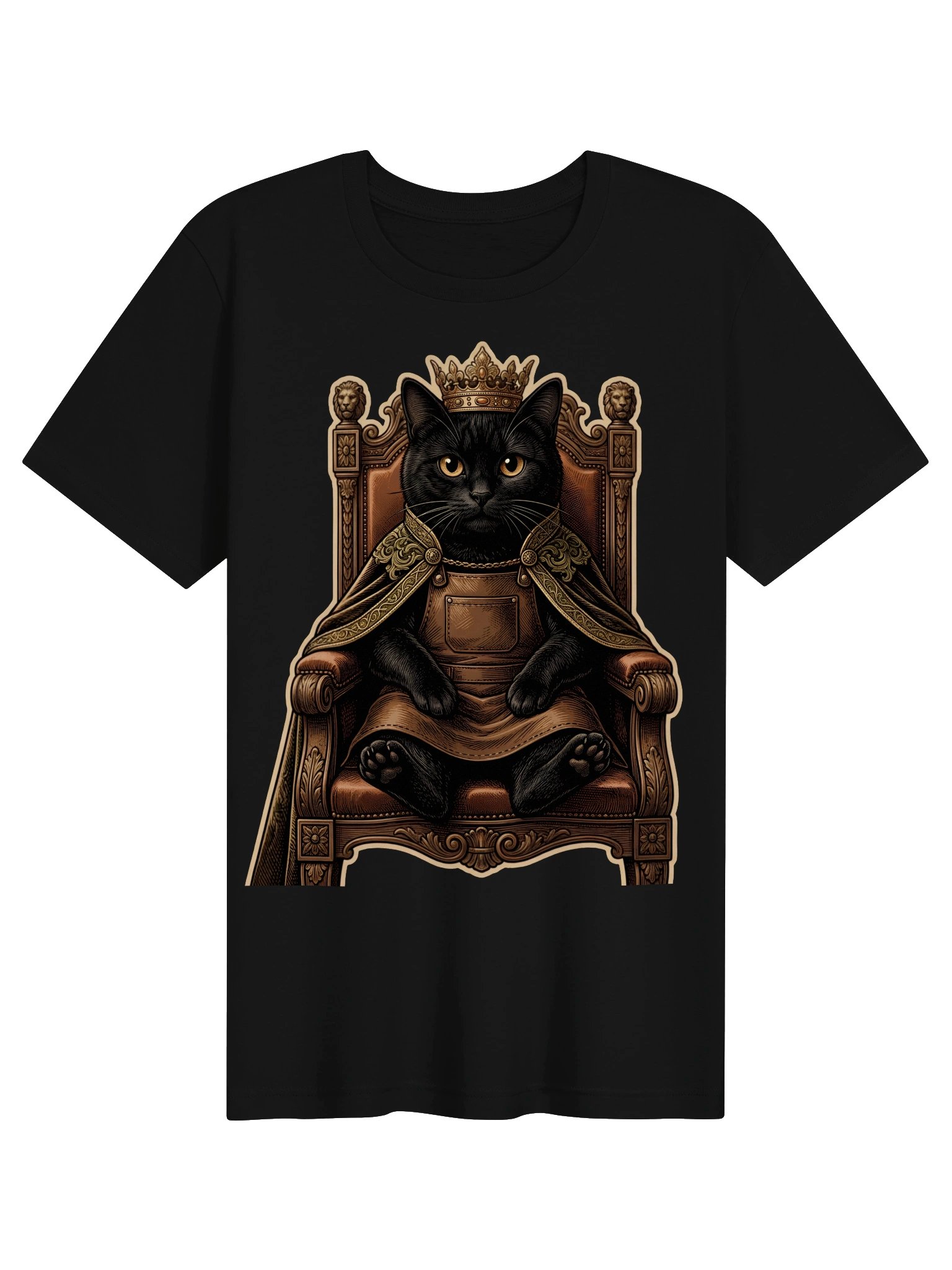 Royal Cat King Vintage Graphic Tee - Black Cat on Throne Shirt product image (4)