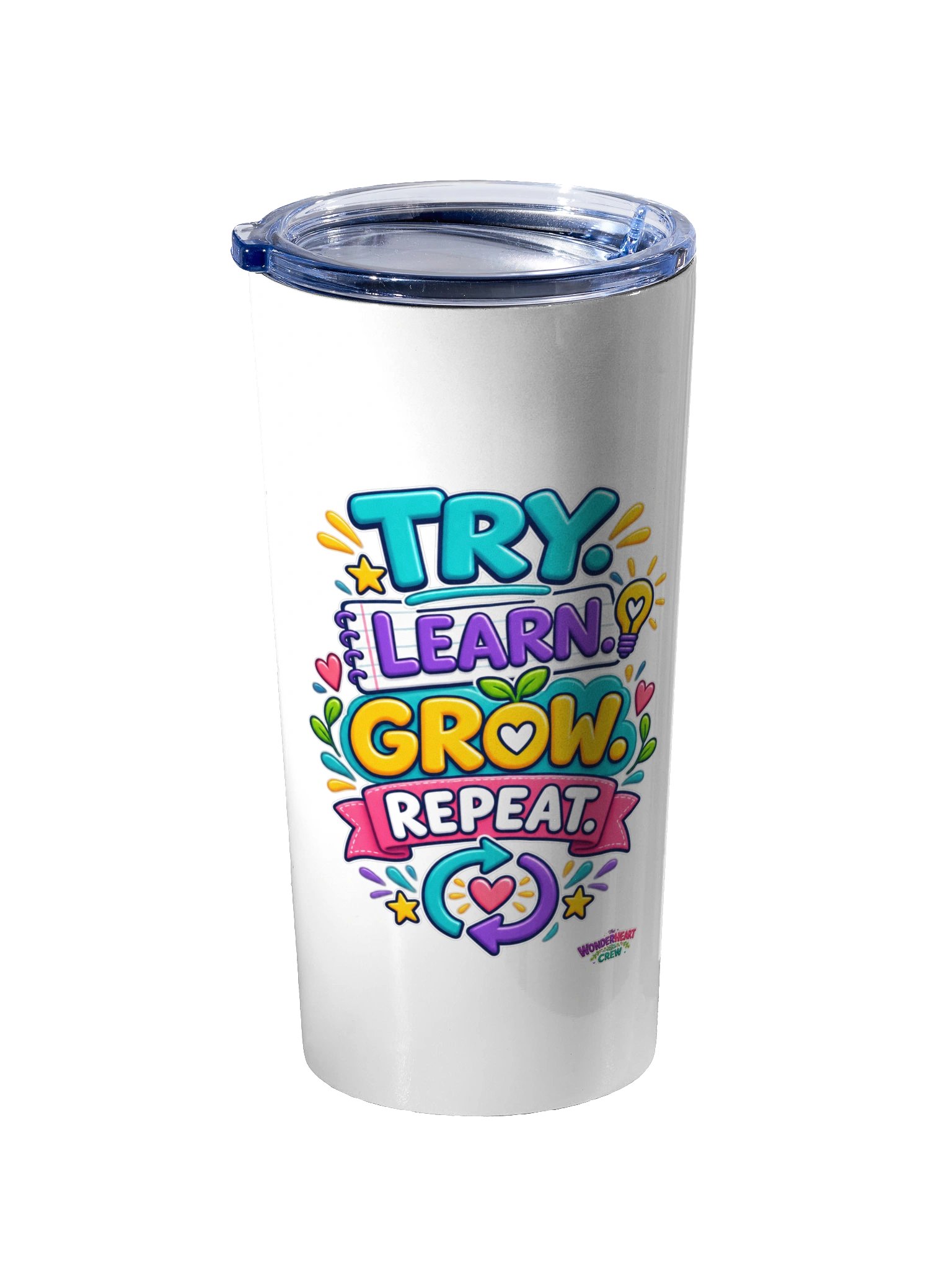 20oz Stainless Steel Inspirational Tumbler - Try. Learn. Grow. Repeat product image (2)