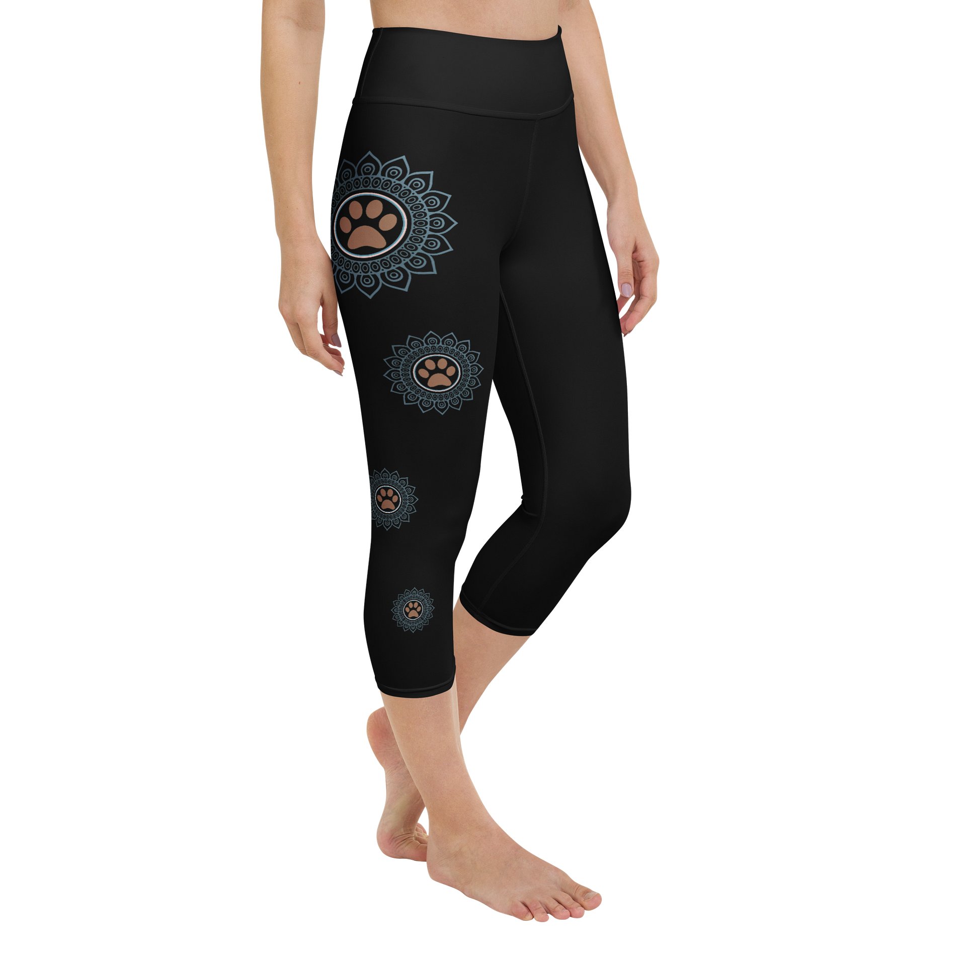 Paws and Reflect Mandala Paw Print Yoga Capri Leggings product image (3)