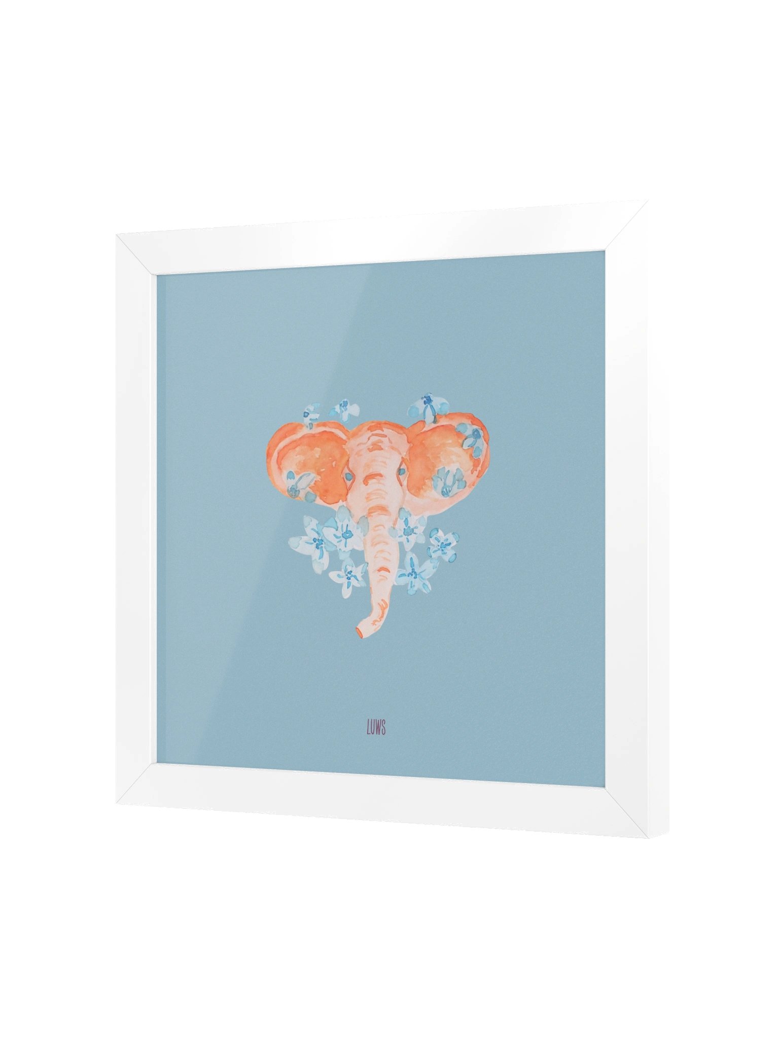 Eric, the elepant | Watercolor Elephant Floral Poster (Framed) product image (2)
