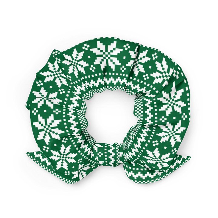 Winter Green Snowflake Scrunchie with Bow product image (2)